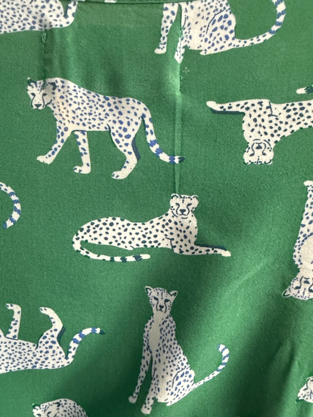Old Navy Green Animal-Print Short Sleeve Dress with Striped Waist - Picture 5 of 5
